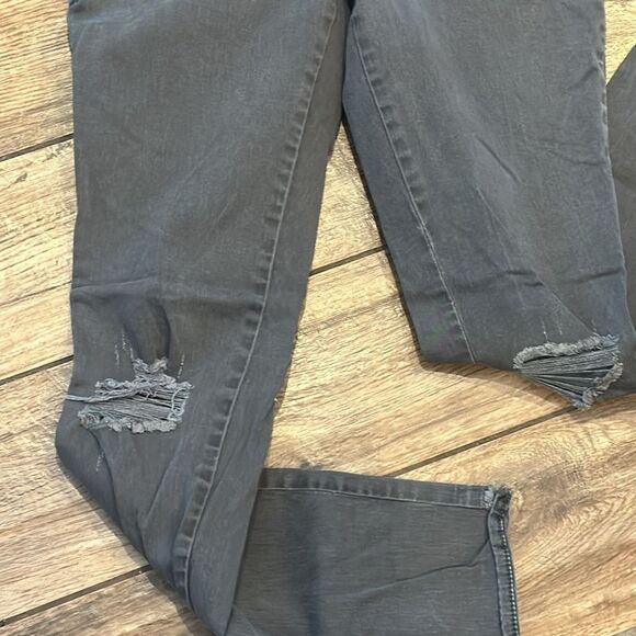 🖤 Express Dark Gray Distressed Ankle Legging Jeans - Size 0 - Picture 2 of 5